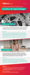 infographie présentant les piliers de l'apprentissage : l'attention, l'engagement actif, la retour sur l'erreur, la consolidation. 